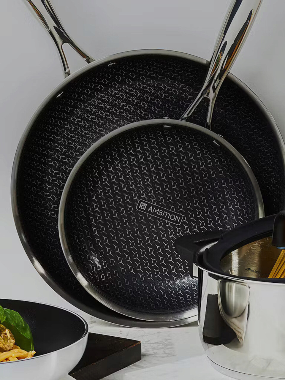 Tigaie cu acoperire Non Stick, Qualum Ceramic Futuro, Ambition, 20 cm, inox/ceramica, negru/argintiu - imagine 5